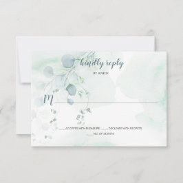 Dusty Blue & Sage Green Eucalyptus Botanical RSVP Kaartje