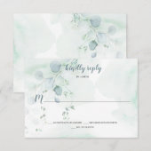Dusty Blue & Sage Green Eucalyptus Botanical RSVP Kaartje (Voorkant / Achterkant)