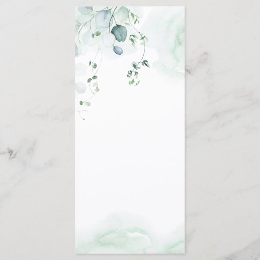 Dusty Blue Sage Green Eucalyptus Botanical Weddens Menu (Achterkant)