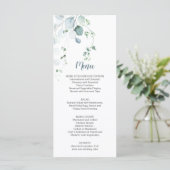 Dusty Blue Sage Green Eucalyptus Botanical Weddens Menu (Staand voorkant)