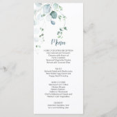 Dusty Blue Sage Green Eucalyptus Botanical Weddens Menu (Voorkant)