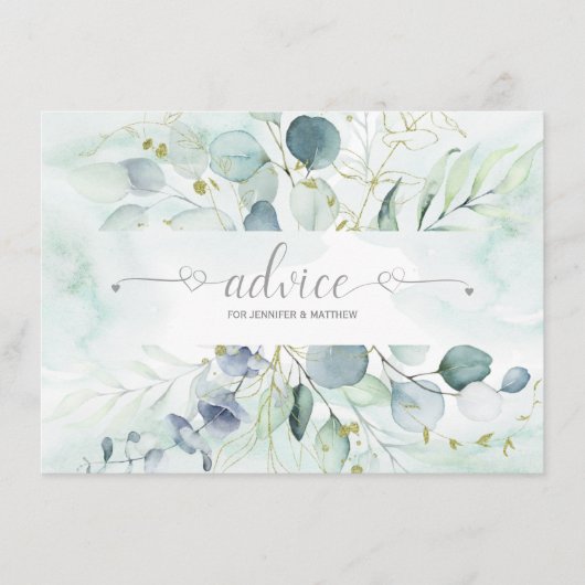 Dusty Blue Sage Green Eucalyptus Botanicals Advieskaart (Voorkant)