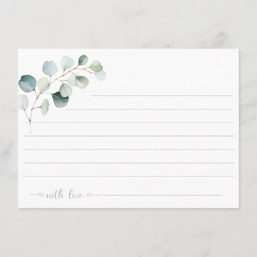 Dusty Blue Sage Green Eucalyptus Botanicals Advieskaart (Achterkant)