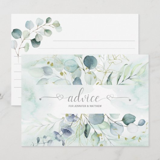 Dusty Blue Sage Green Eucalyptus Botanicals Advieskaart (Voorkant / Achterkant)