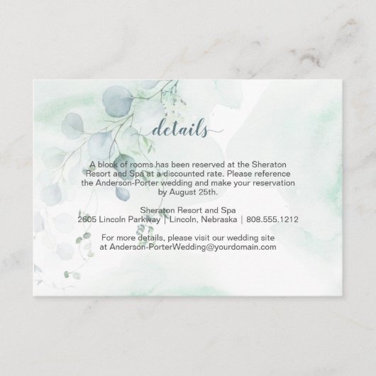 Dusty Blue & Sage Green Eucalyptus Enclosure-kaart Informatiekaartje (Voorkant)