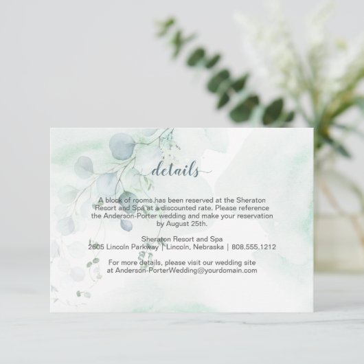 Dusty Blue & Sage Green Eucalyptus Enclosure-kaart Informatiekaartje (Staand voorkant)