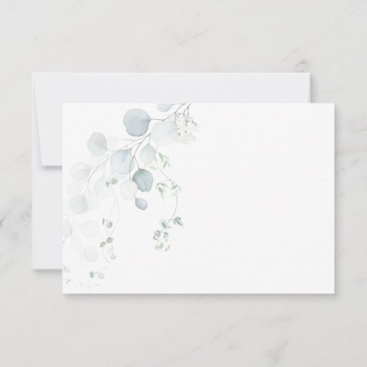 Dusty Blue & Sage Green Eucalyptus Maaltijdselecti RSVP Kaartje (Achterkant)