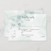 Dusty Blue & Sage Green Eucalyptus Maaltijdselecti RSVP Kaartje (Voorkant / Achterkant)