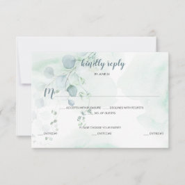 Dusty Blue & Sage Green Eucalyptus Maaltijdselecti RSVP Kaartje