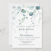 Dusty Blue & Sage Green Eucalyptus op wit Kaart (Voorkant)