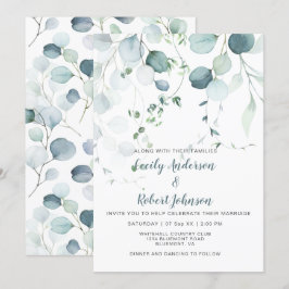 Dusty Blue & Sage Green Eucalyptus op wit Kaart