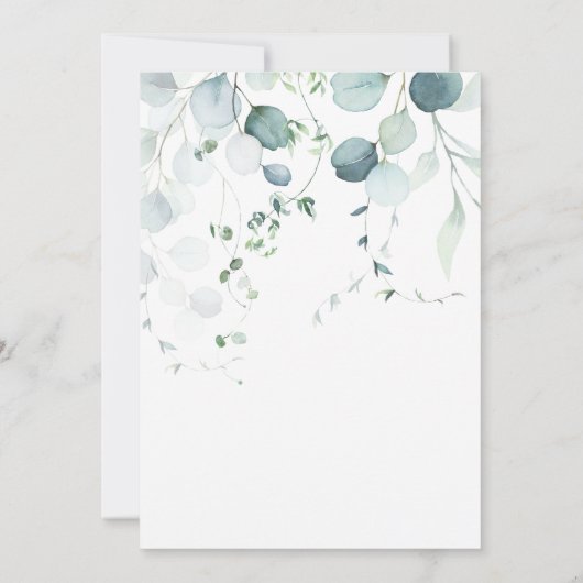 Dusty Blue & Sage Green Eucalyptus op wit Kaart (Achterkant)