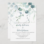 Dusty Blue & Sage Green Eucalyptus op wit Kaart (Voorkant / Achterkant)