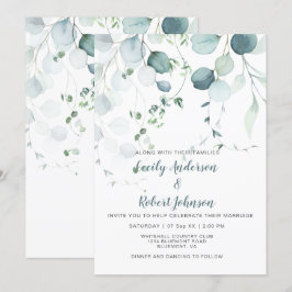 Dusty Blue & Sage Green Eucalyptus op wit Kaart