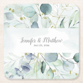 Dusty Blue Sage Green Eucalyptus Wedding Kartonnen Onderzetters