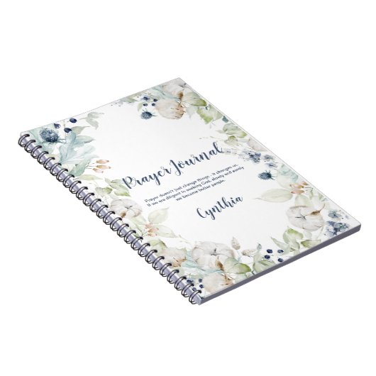 Dusty Blue Sage Green Floral Prayer Journal Notitieboek (Rechterzijde)