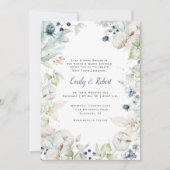 Dusty Blue Sage Green Floral Wedding w/Menu Kaart (Voorkant)
