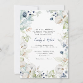 Dusty Blue Sage Green Floral Wedding w/Menu Kaart