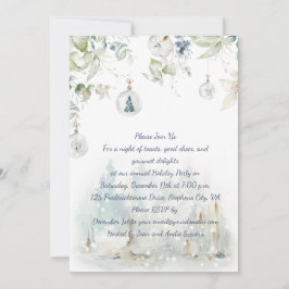 Dusty Blue, Sage Green Greenery kerstparty Kaart