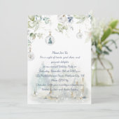 Dusty Blue, Sage Green Greenery kerstparty Kaart (Staand voorkant)