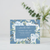 Dusty Blue Sage Green Greenery Save the Date (Staand voorkant)