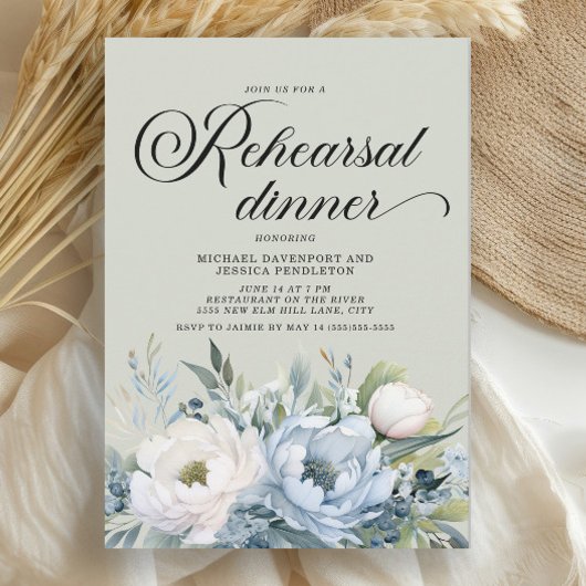 Dusty Blue Sage Green repetitie diner Kaart