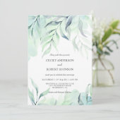 Dusty Blue & Sage Green Waterverf Ferns Wedding Kaart (Staand voorkant)