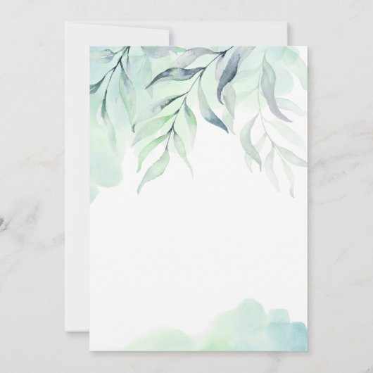 Dusty Blue & Sage Green Waterverf Ferns Wedding Kaart (Achterkant)