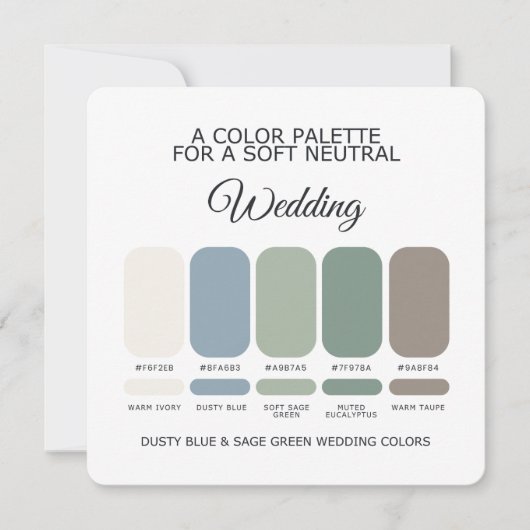 Dusty Blue Sage Green Wedding Color Palette Card Kaart (Voorkant)