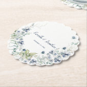 Dusty Blue Sage Green Winter Floral Wedding Kartonnen Onderzetters (Gekanteld)