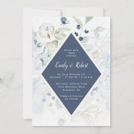 Dusty Blue Sage Groen Bloemen Diamant Lijst Bruilo Kaart