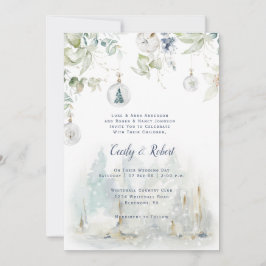 Dusty Blue Sage Groen Bloemen Sneeuw Wereldbollen  Kaart