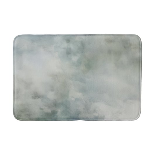 Dusty Blue Sage Groen Wit Waterverf Abstract Badmat (Voorkant)