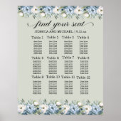 Dusty Blue Sage Groene Bruiloft Zitting Grafiek Poster (Voorkant)