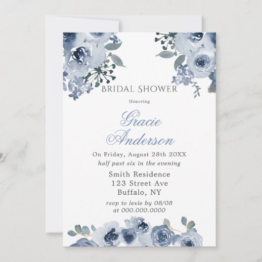 Dusty Blue Sage Painted Peony Vrijgezellenfeest In Kaart (Voorkant)