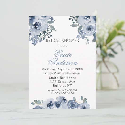 Dusty Blue Sage Painted Peony Vrijgezellenfeest In Kaart (Staand voorkant)