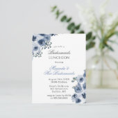 Dusty Blue Sage Peony Bridesmaids Luncheon Kaart (Staand voorkant)