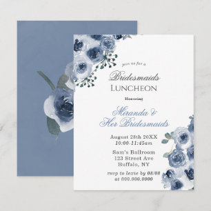 Dusty Blue Sage Peony Bridesmaids Luncheon Kaart