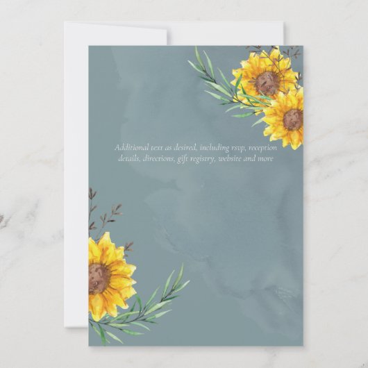 Dusty Blue Sage Sunflower Rustic Boho Wedding (Achterkant)