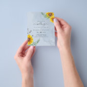 Dusty Blue Sage Sunflower Rustic Boho Wedding Flyer (Hand)