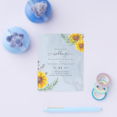 Dusty Blue Sage Sunflower Rustic Boho Wedding Flyer (Enkel)