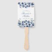 Dusty Blue Sage Waterverf Peony Wedding Bedankt Handwaaier (Voorkant)