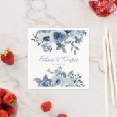Dusty Blue Sage Waterverf Peony Wedding Servet (Insitu)