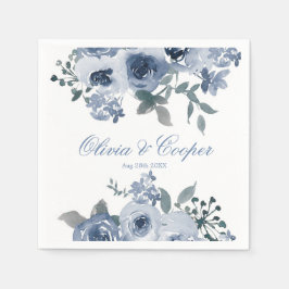 Dusty Blue Sage Waterverf Peony Wedding Servet