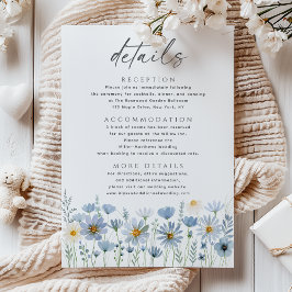 Dusty Blue Sage Wildflower Floral Wedding Details Informatiekaartje