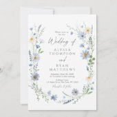 Dusty Blue Sage Wildflower Floral Wedding Kaart (Voorkant)