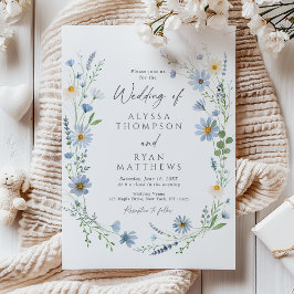 Dusty Blue Sage Wildflower Floral Wedding Kaart