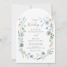 Dusty Blue Sage Wildflower Floral Wedding Kaart
