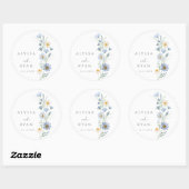 Dusty Blue Sage Wildflower Meadow Wedding Ronde Sticker (Vel)