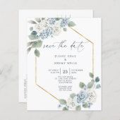 Dusty Blue Save the Date (Voorkant / Achterkant)